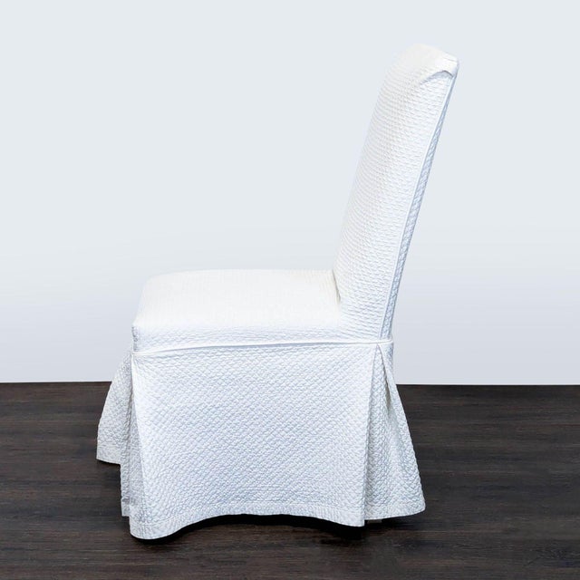 Modern Pottery Barn Slipcovered Parsons Dining Chair on Wheels For Sale - Image 3 of 8