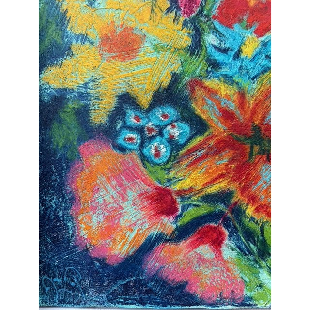 Spring Breaking Open 20"x20" Acrylic, Pastel and Mixed Media Framed For Sale - Image 4 of 7