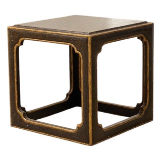 Vintage Black & Gold Textured Side Table For Sale
