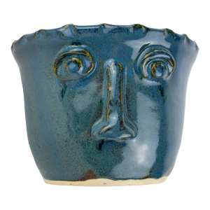 Vintage Whimsical Face Studio Pottery Planter Bowl - Signed RLM