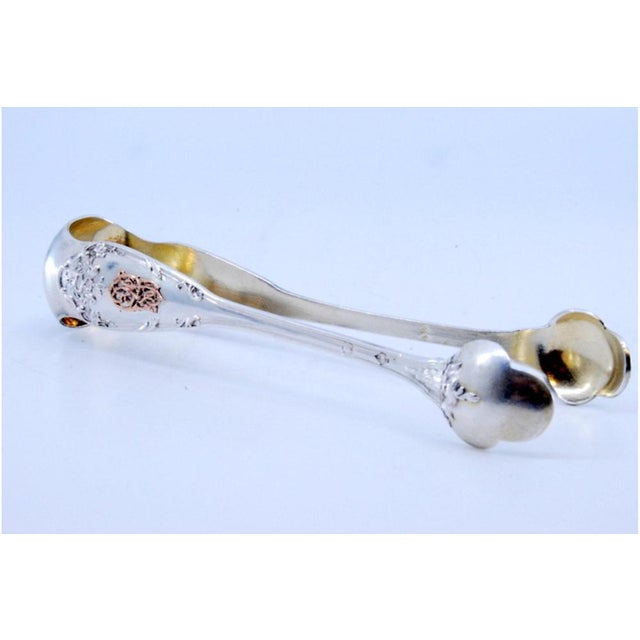 Silver Sugar Tongs with Traces of Gold For Sale - Image 3 of 9
