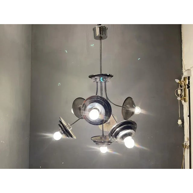 Mid-Century Modern Space Age Chrome Chandelier, 1960s For Sale - Image 3 of 6
