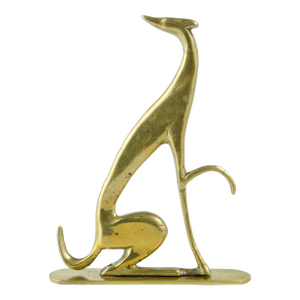 Early 20th Century Art Dëco Polished Brass Seated Greyhound Dog Figurine by Karl Hagenauer for Werkstätte Hagenauer Wien (Whw), Austria