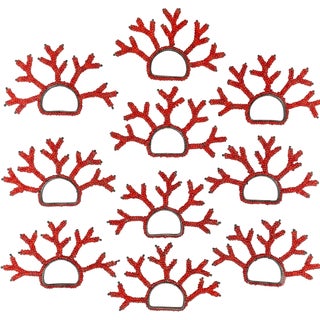 Red Coral Beaded Napkin Rings Set 10 For Sale