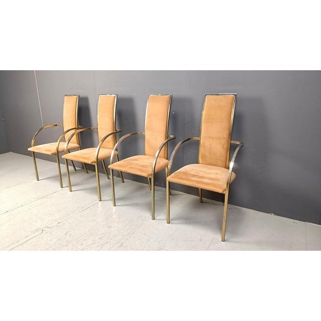 1970s Brass Dining Chairs from Belgochrom, 1970s, Set of 4 For Sale - Image 5 of 12
