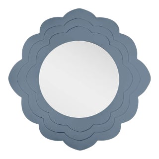Fleur Home Audubon Magnolia Circle Mirror in Bachelor Blue, 30x30 For Sale