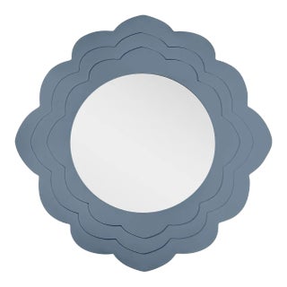 Fleur Home Audubon Magnolia Circle Mirror in Bachelor Blue, 30x30 For Sale