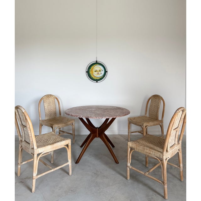 Woven Leather + Rattan Dining Chairs, Set of 6 For Sale - Image 13 of 13