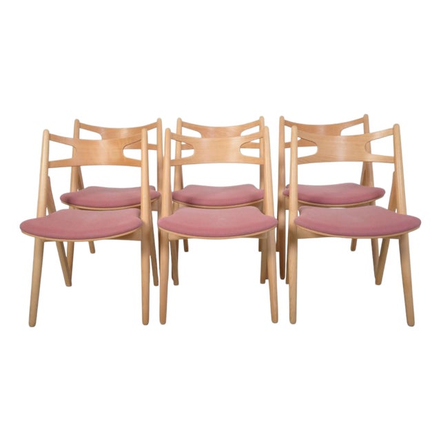 Vintage Sawback Chairs in Beech by Hans Wegner, 1995, Set of 6 For Sale