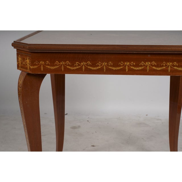 Vintage Italian Marquetry Convertible Roulette, Chess and Card Game Table For Sale - Image 4 of 10