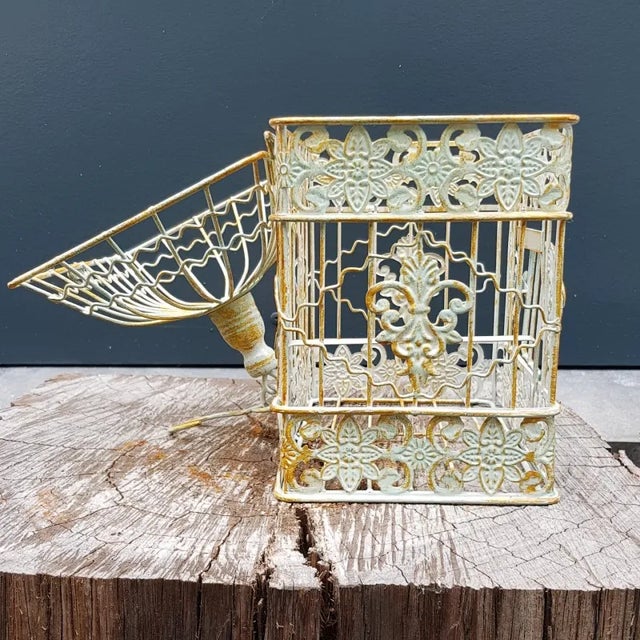 Small French Square Metal Bird Cage For Sale - Image 3 of 7
