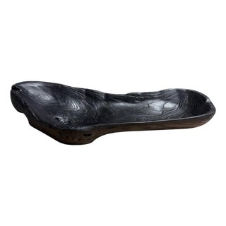 Andrianna Shamaris Sculptural Charred Teak Wood Vessel For Sale