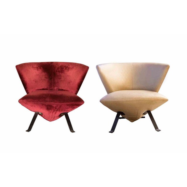 Jada Armchairs in Velvet and Leather by Sergio Saporiti, Italy, 1960s For Sale - Image 4 of 9