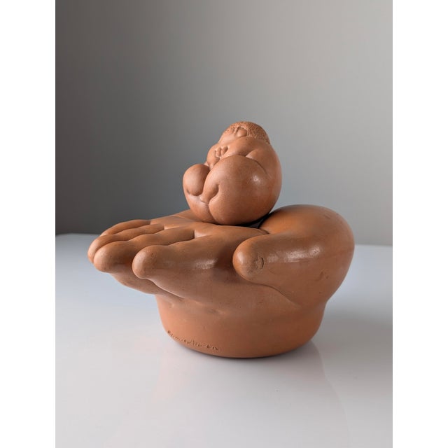 1980s Ricardo Mesa, Nude Happy Chubby Girl on Hand, 1980s, Terracotta For Sale - Image 5 of 16