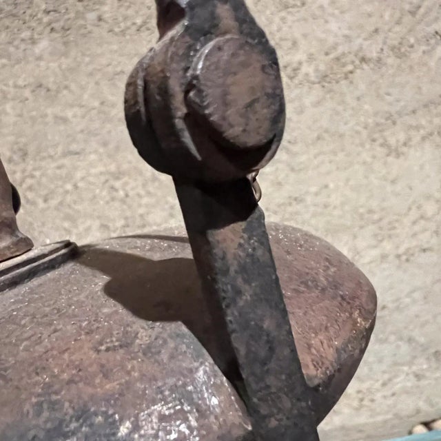 Brown 1800s French Cast Iron Betty Rooster Oil Lamp France For Sale - Image 8 of 9