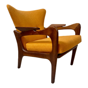 Vintage Wing Back Sculptural Walnut Lounge Chair - Attributed to Adrian Pearsall