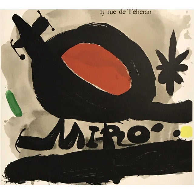 Joan Miro L'Oiseau Solaire, L'Oideau Lunaire, Etincellis Exhibition,1967 Lithographic poster Size 25.5 x 18.75 in Framed...