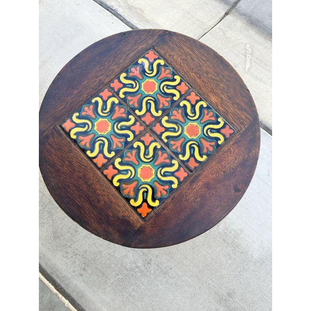 Wood 1940s California Tile Top Table For Sale - Image 7 of 12