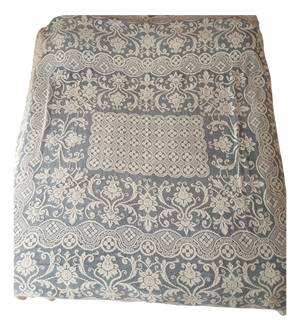 Vintage Hand-Wrought Filet Lace Bedspread with Floral Motifs, Venice, Italy, 1950s-1960s