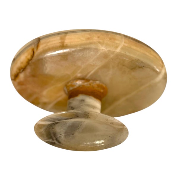Mid-Century Modern Vintage Banded Onyx Pedestal Compote or Central Bowl For Sale - Image 3 of 7