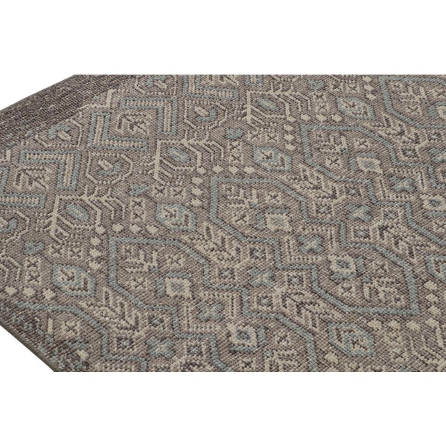 Rug & Kilim Rug & Kilim’s Distressed Tribal Style Rug in Gray With Geometric Pattern For Sale - Image 4 of 7
