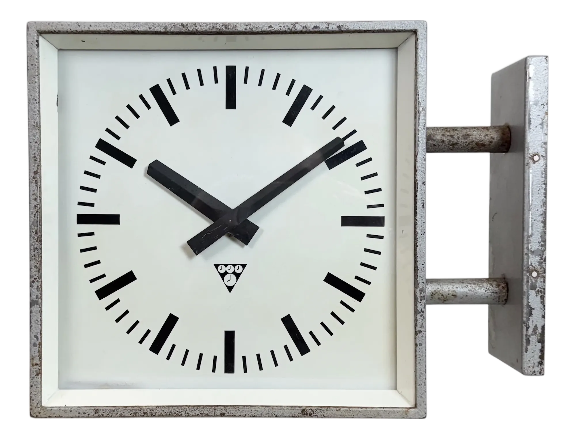 Industrial Square Double Sided Factory Wall Clock from Pragotron