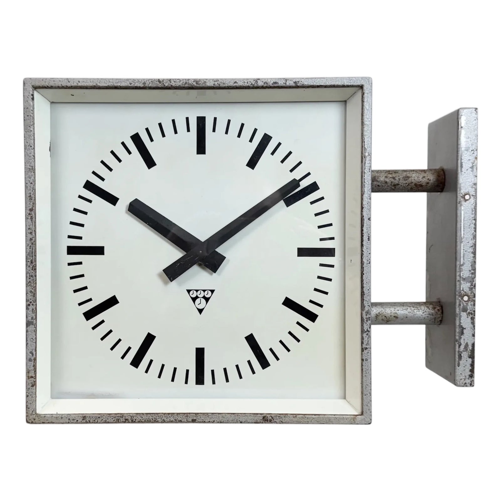 Industrial Square Double Sided Factory Wall Clock from Pragotron