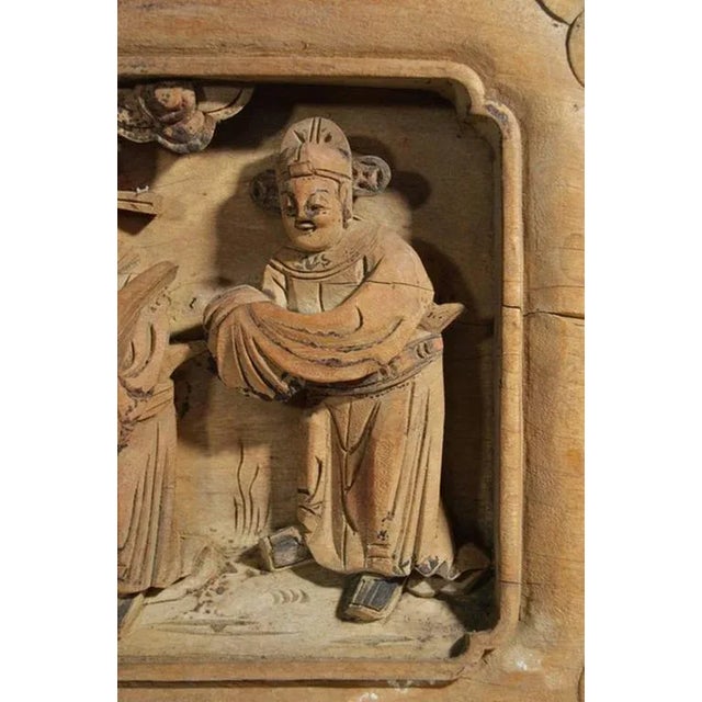 Mid 19th Century Hand-Carved Chinese Temple Carving From the 19th Century With Traces of Paint For Sale - Image 5 of 9