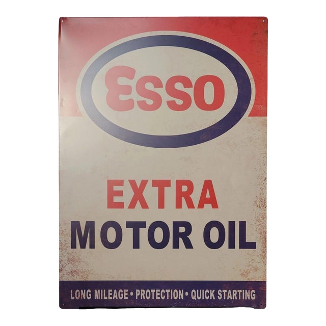 Vintage English Esso Motor Oil Dealer Advertising Sign For Sale
