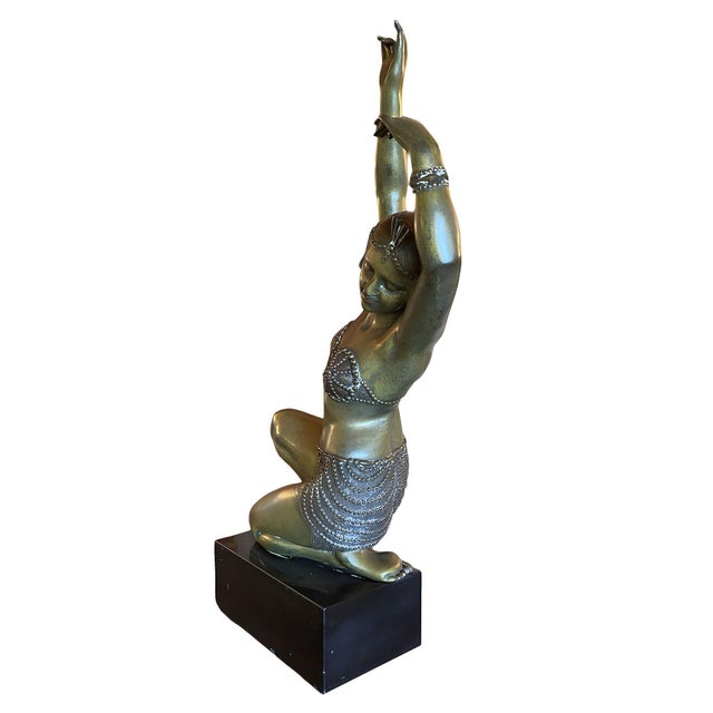 Art Deco Art Deco Bronze Flapper Girl Statue on Marble by Affortunato Gory For Sale - Image 3 of 10