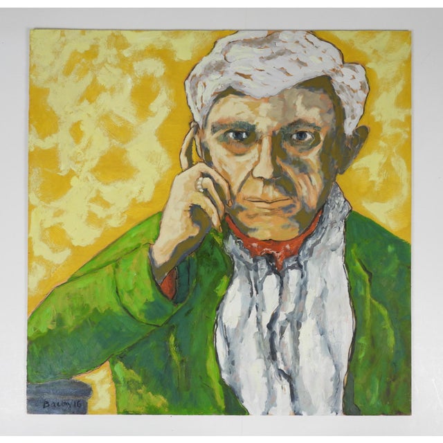 Contemporary Expressionist Portrait Painting of Gentleman in Green Jacket For Sale In Seattle - Image 6 of 6