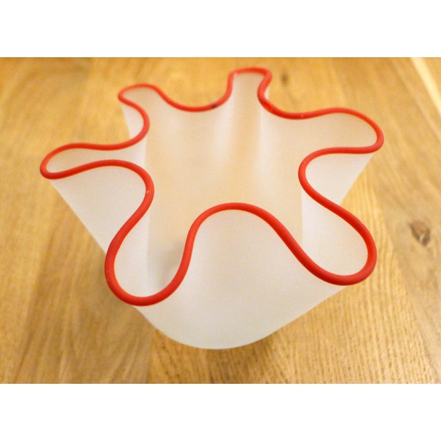 1960s Small Fazzoletto Handkerchief-Shaped Vase in Frosted Glass, 1950s For Sale - Image 5 of 13