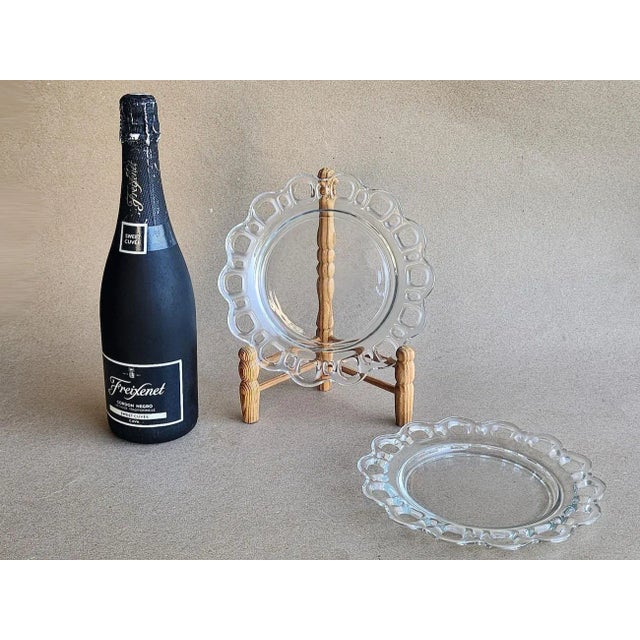 1950s Vintage Luncheon Plates in Open Work Clear by Lancaster, a Pair For Sale - Image 5 of 9