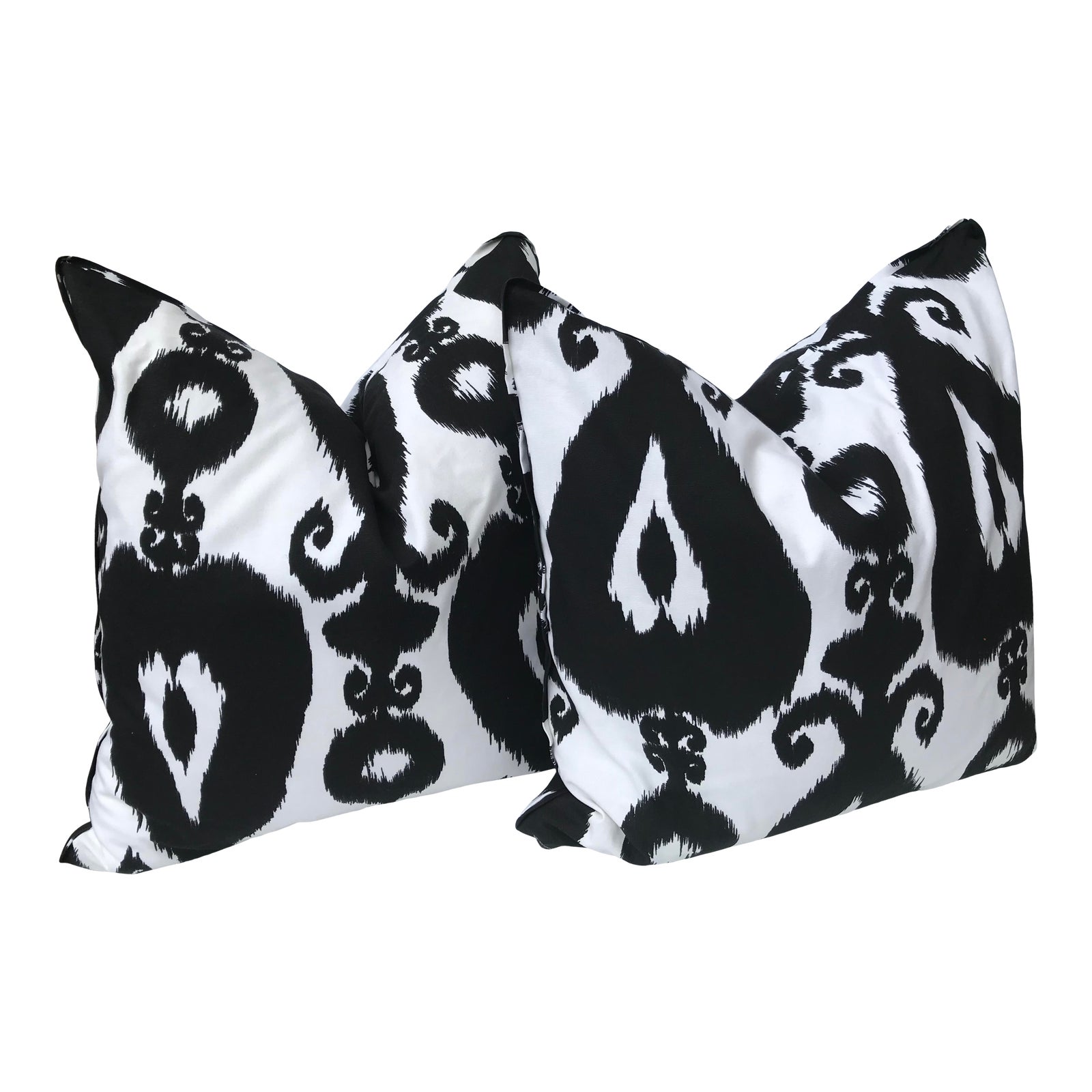 Black & White Ikat Pillows a Pair Chairish