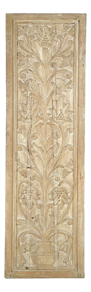 Indian Carved Wooden Wall Panel with Floral Decoration