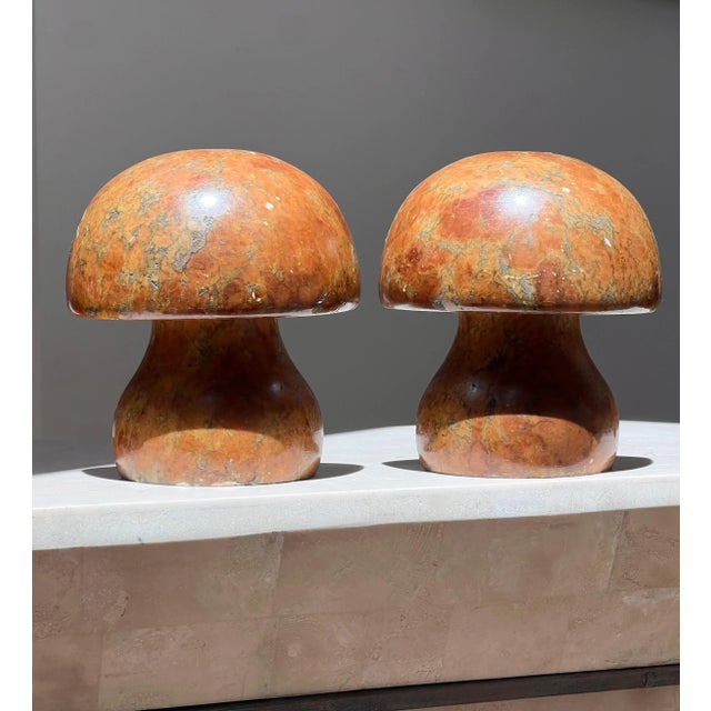 Vintage Italian Alabaster Mushroom Bookends, Circa 1960 - A Pair For Sale - Image 9 of 10