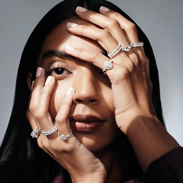 Pear Shaped Halo Cocktail Pinky Ring in 14k Lab Grown Diamonds by Lumeniri, Size 8 For Sale - Image 4 of 4