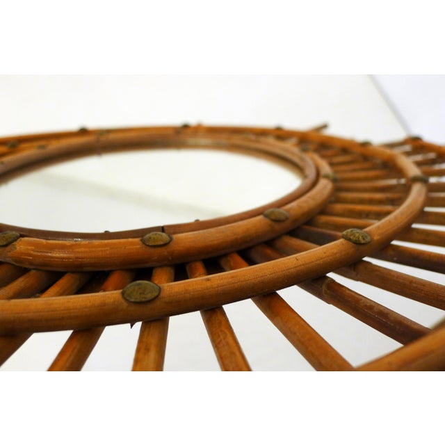 Spiral-Shaped Sun Wall Mirror in Rattan, 1960s For Sale - Image 12 of 13
