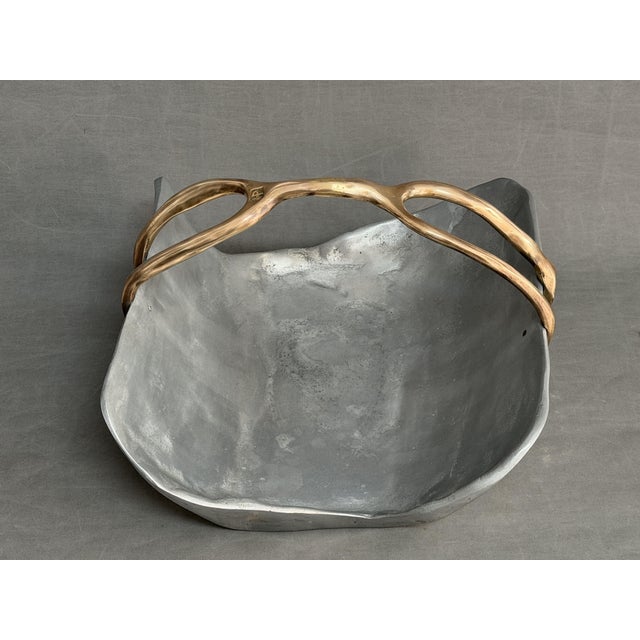 David Marshall, original David Marshall log basket for fireplace, made of iron and brass. original good condition, signs...