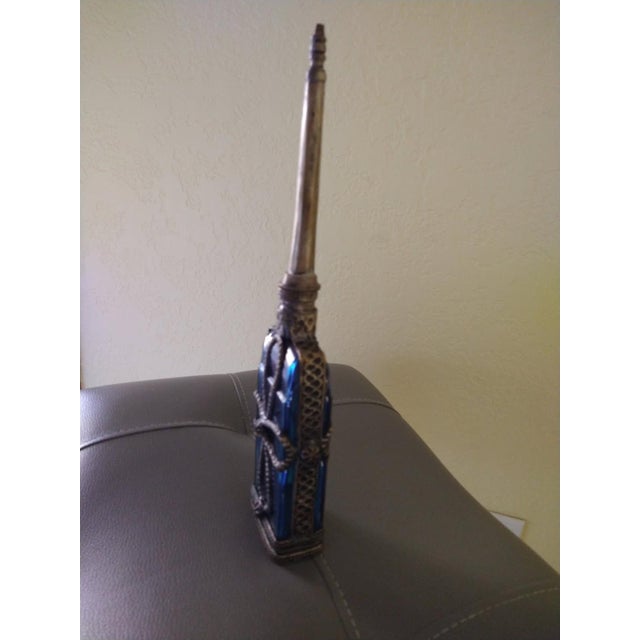 1920s Moroccan Hand Blown Glass Perfume Bottle-Rose Water Sprinkler For Sale - Image 5 of 5