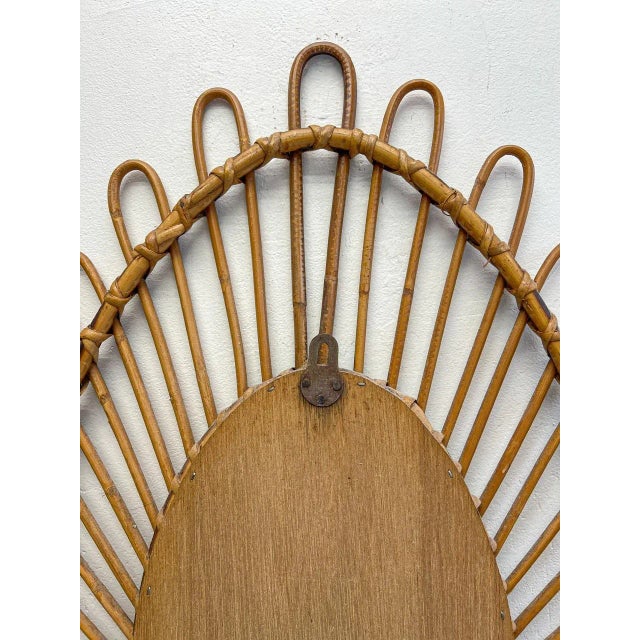 Oval Rattan Sunburst Mirror in the style of Franco Albini, 1960s For Sale - Image 6 of 10