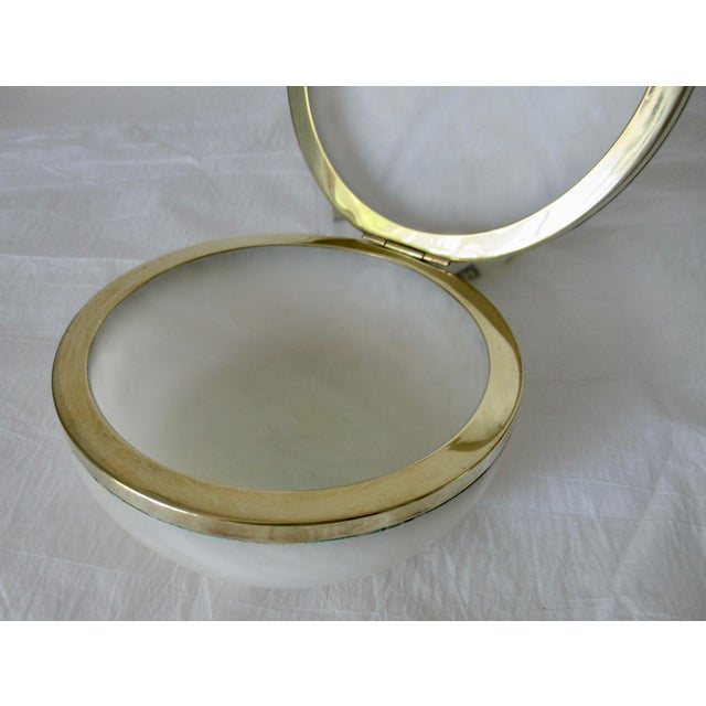 C.1970's Vintage Italian Alabaster Marble & Brass Round Lidded Keepsake Box For Sale - Image 12 of 18