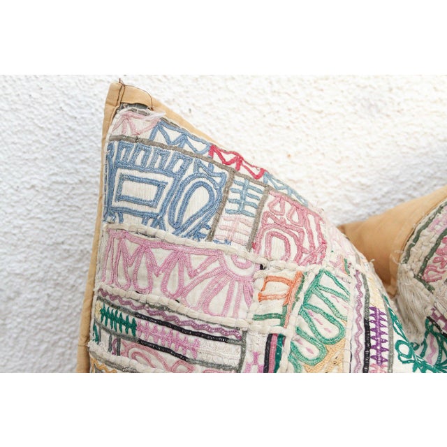 Large Pastel Heritage Antique Jaisalmer Pillow For Sale - Image 4 of 7