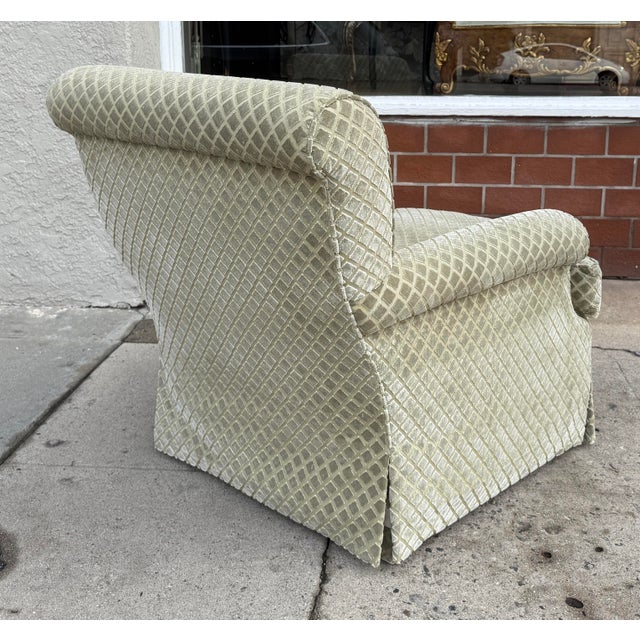 2010s Modern Nancy Corzine Fully Upholstered Cut Velvet Club Chair 1 of 2 For Sale - Image 5 of 5