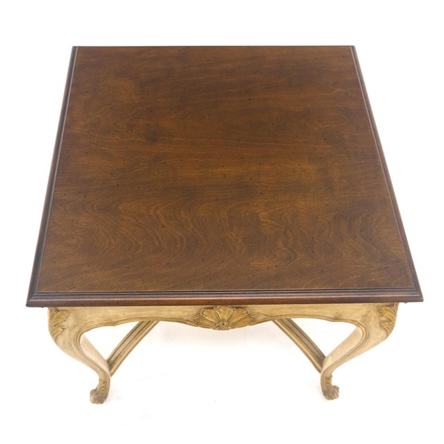 Late 20th Century Italian Carved Scallops Decorated 25" Square Cherry Top Sid End Occasional Table For Sale - Image 5 of 9