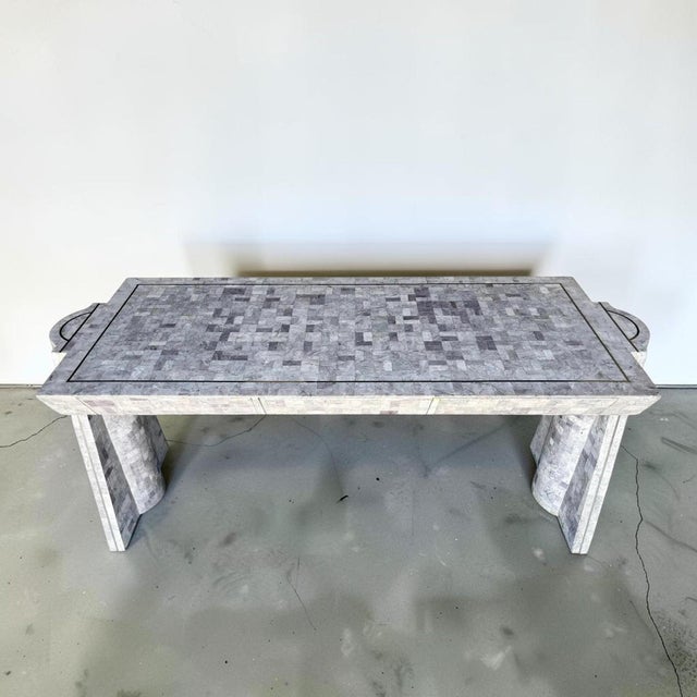 Contemporary Vintage Sculptural Tessellated Marble Desk For Sale - Image 3 of 9