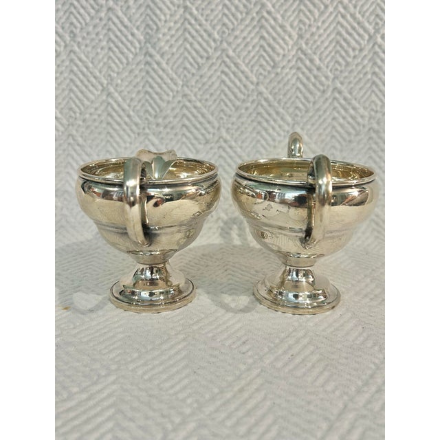 Art Deco Vintage Sterling Silver Art Deco Footed Open Sugar and Creamer Set - A Pair For Sale - Image 3 of 9