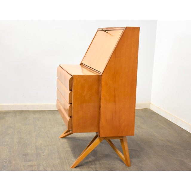 Mid-Century Modern 1960s Italian Modern Birch Secretary Desk For Sale - Image 3 of 8
