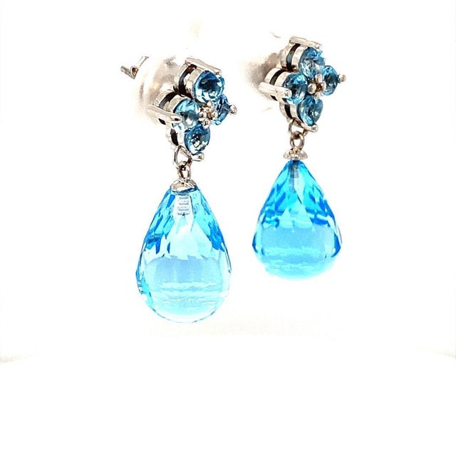 Early 21st Century 23.31 Carat Blue Topaz White Gold Drop Earrings - 2 Pieces For Sale - Image 5 of 6