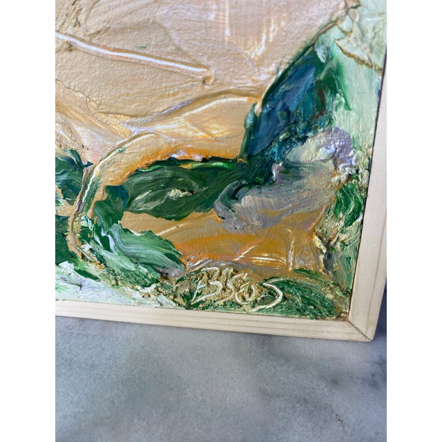 Mid 20th Century Vintage Abstract Expressionist Impasto Landscape Painting on Board in Handmade Wood Frame 12" X 15" For Sale - Image 5 of 10